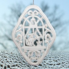 Fensterschmuck, Gro&szlig;, Katze, Holz, Wei&szlig;, Dekoration, Deko, Chabby Chic