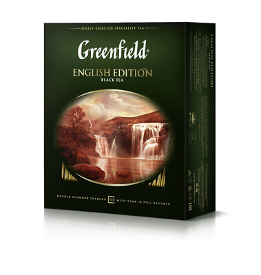 GREENFIELD ENGLISH EDITION BLACK TEA 100 BAGS RF NO GMO MADE IN RUSSIA US SELLER