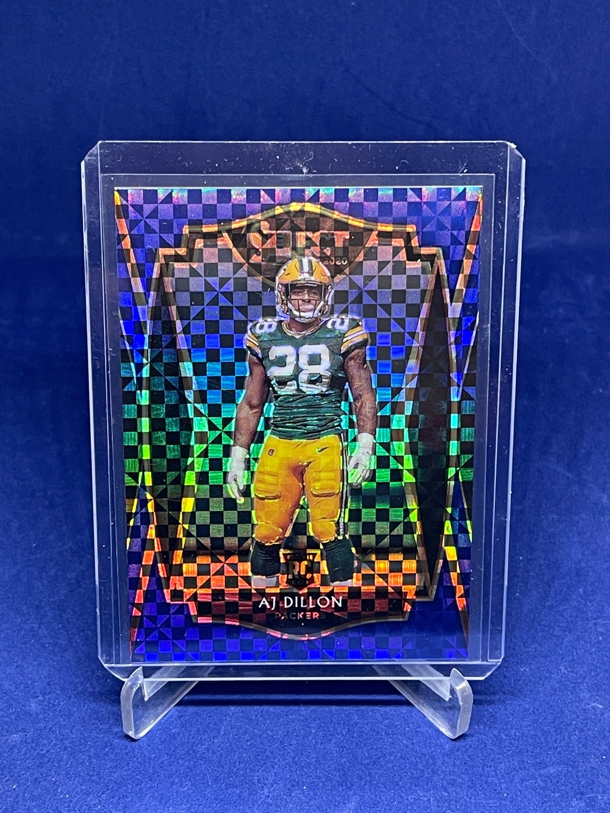 AJ DILLON 2020 PANINI SELECT PREMIER LEVEL BLUE PRIZM ROOKIE RC #D 63/149