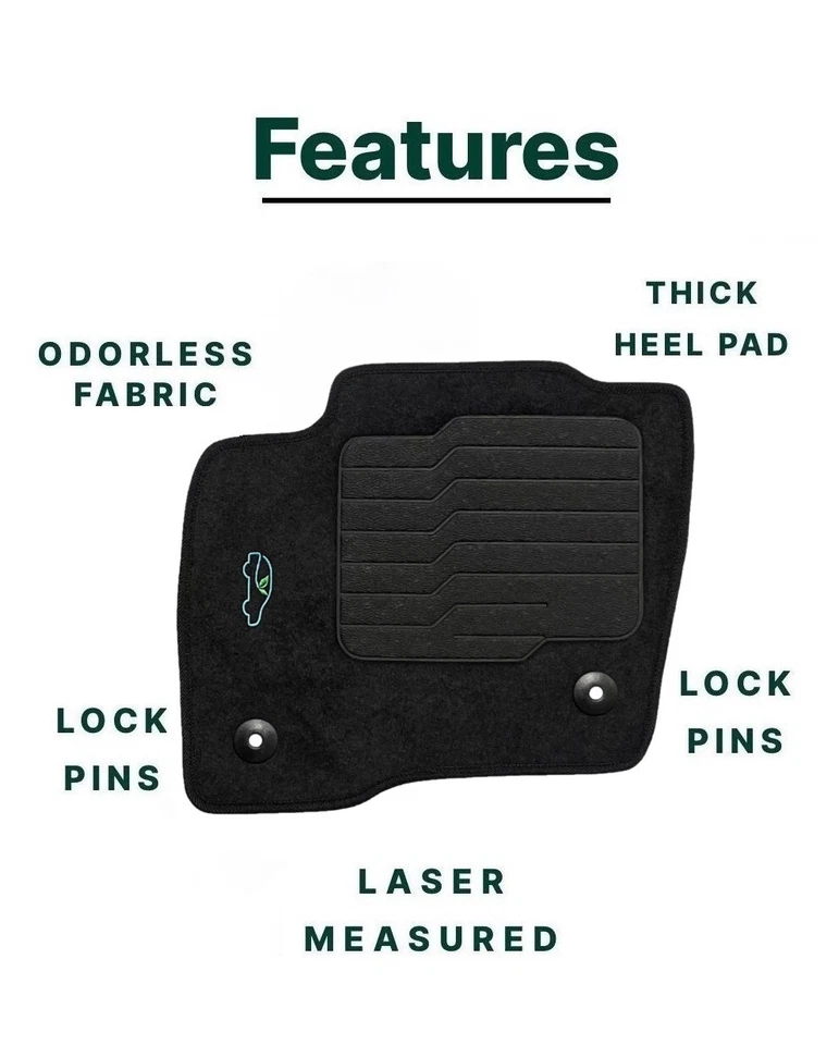 Carpet Floor Mats for 2015 to 2024 Ford Edge with Safety Locks Front and Rear Foto 3 de 4