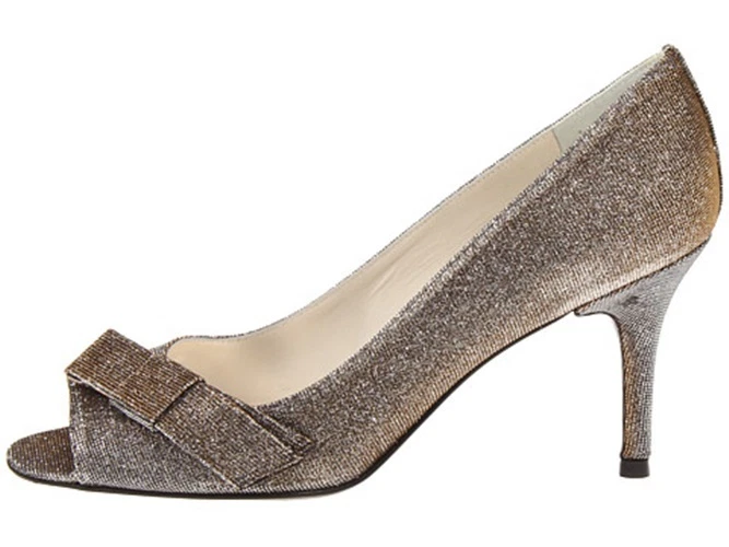 STUART WEITZMAN 7.5 N AA Bronze Pyrite Nocturn Bowover Open Toe Pump Heel NEW - Image 2 of 4