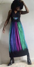 MULTICOLOURED SLEEVESLESS HIGH WAIST LONG MAXI DRESS SIZE: XSMALL/ SMALL