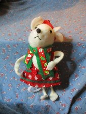 Christmas Ornament Mixed Material Mouse 6 1/2 Inches High