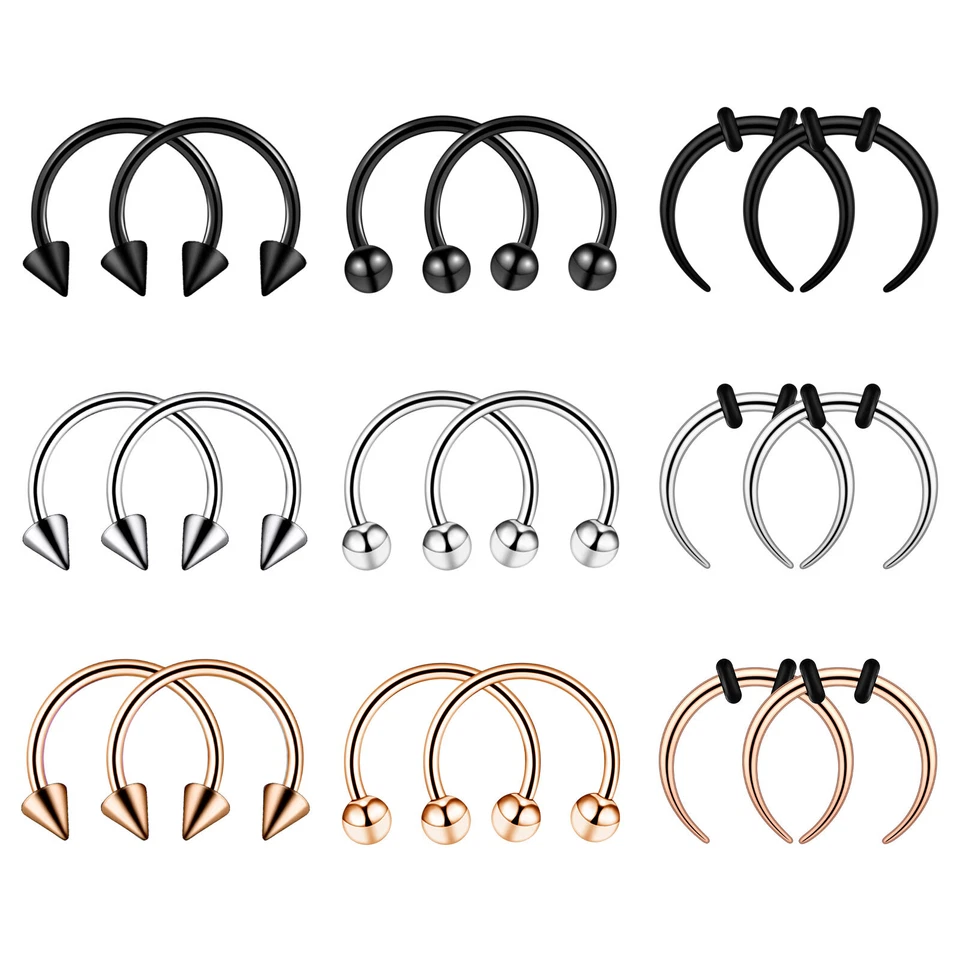 16G 14G нос перегородки кольцо хирургическая сталь подкова обруч кромки брови спираль серьги - Изображение 2 из 4