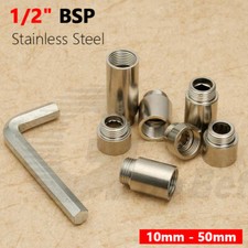 BSP 1/2" Stainless Steel Radiator Valve Tap Pipe Tube Extension Nipple Connector