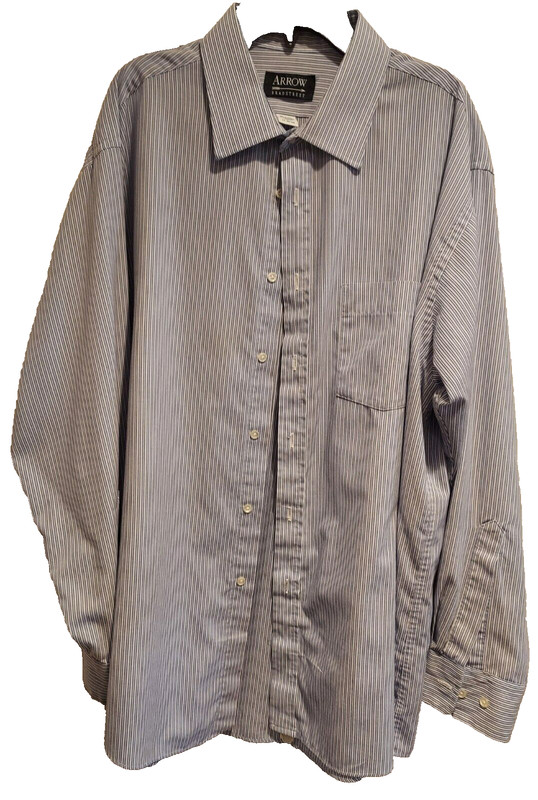 ARROW BRADSTREET Men's Dress Shirt, size 17 - 32 / 33, Blue Stripes, Made in USA