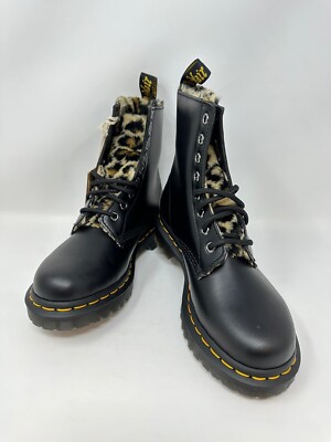 Martens Women's 1460 Serena Leopard Faux Fur Lined 11