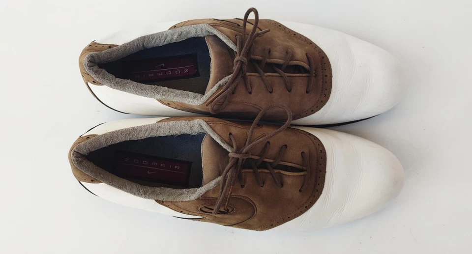 Mens Nike Zoom Air Golf Shoes Saddle Brown and White Leather, Size US 12.5 - Image 3 of 4