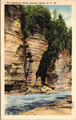 Ausable Chasm Elephants Head Rock Formation New York WB Cancel WOB Postcard