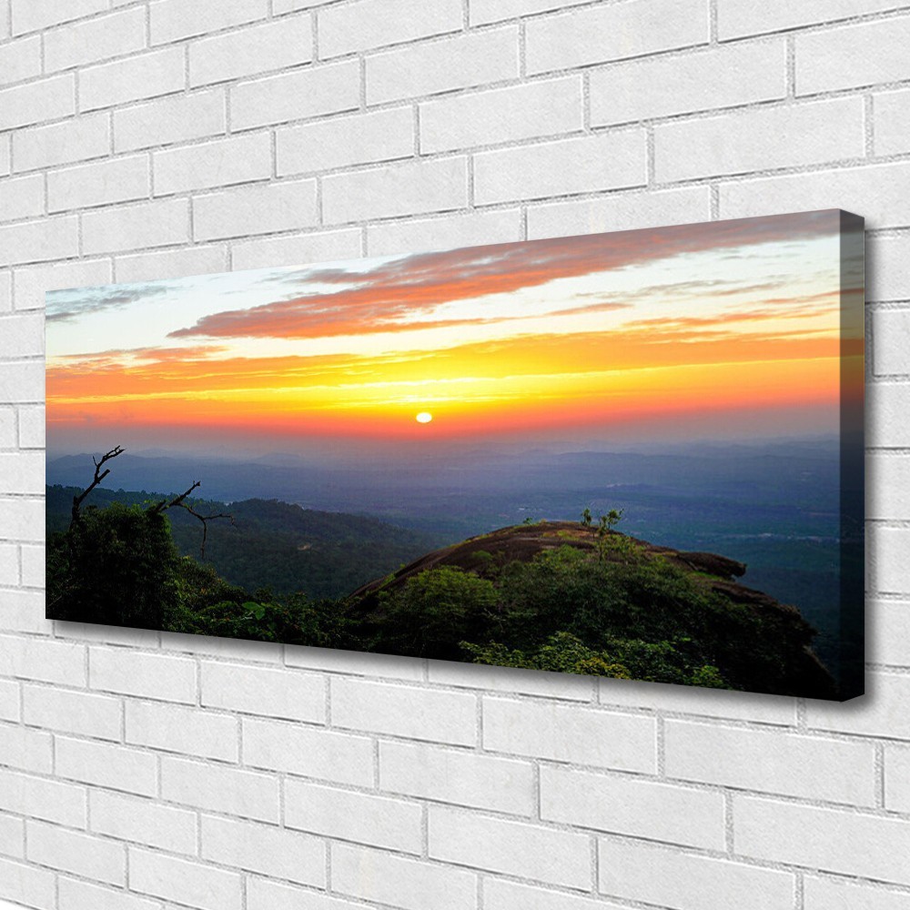 Paysage Montagne et Forêts pour Salon Moderne, Tableau 125x50 cm Ambiance Nature