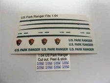 U.S. Park Ranger Police 1/64 Water slide Decals Fits 1:64 Diecast SUV