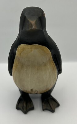 ABBOTT Hand Carved Wooden Penguin, 5 3/4  Figure, 7 oz