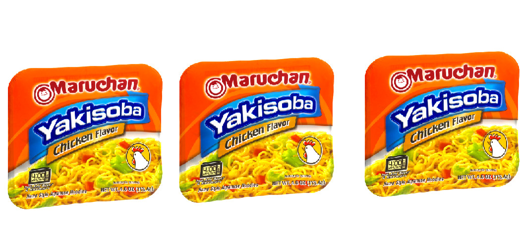 Maruchan Yakisoba sabor pollo, fideos estilo casero japonés, 4 OZ cada uno, 3 paquetes