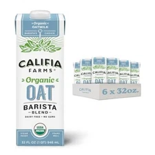 Califia Farms Oat Barista Blend Milk, Vegan, Shelf Stable, Dairy Free, Pack of 6