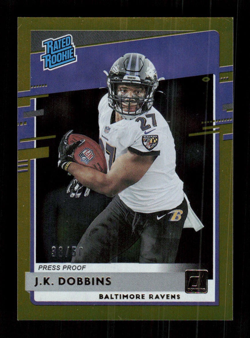 2020 Panini Donruss #311 J.K. Dobbins RC Gold Press Proof #'d /50