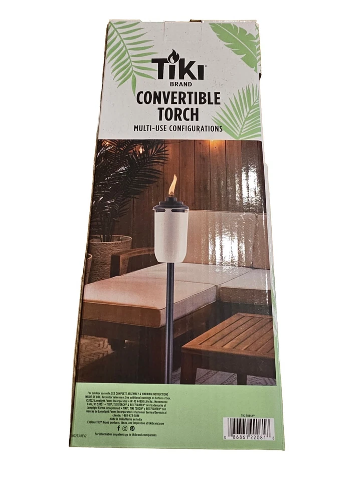 TIKI BRAND Convertible Torch 2 Pack w/ Poles Included Multi Use In Cream Color. - Image 4 of 4