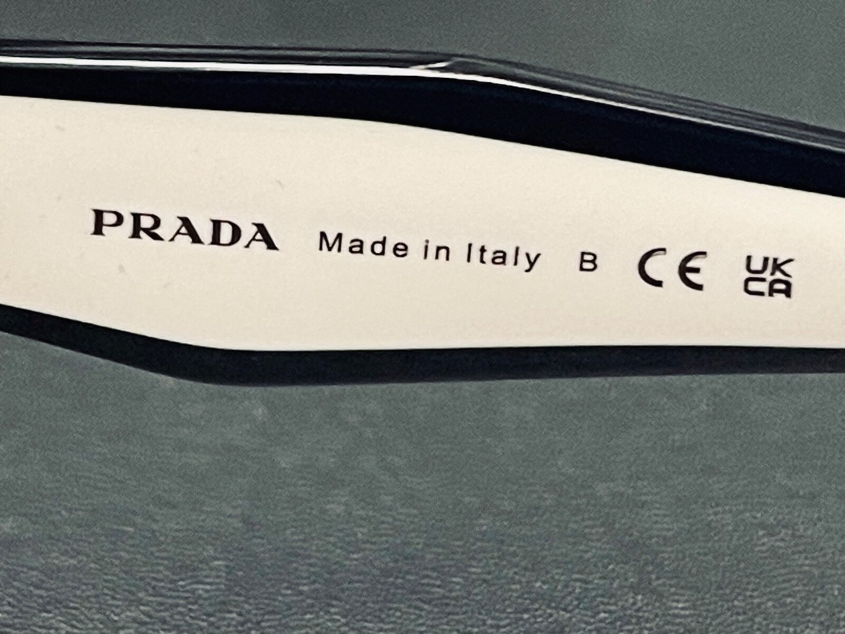 PRADA Black White Color Block Triangle PR24ZS 24Z Sunglasses Prada PR 24ZS M (56 - 16) with Grey lenses and Black frame  main image 3