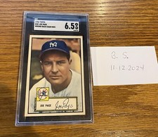 1952 TOPPS JOE PAGE ERROR SGC 6.5 JOHNNY SAIN BIO BLACK BACK NY YANKEES BASEBALL