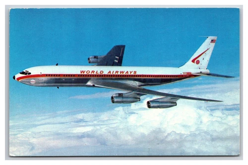 World Airlines Issue Boeing 707 In Flight UNP Chrome Postcard K19