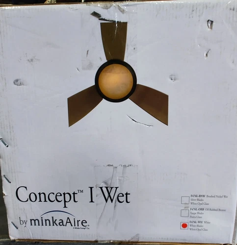 Minka  F476L-WH Concept I Wet White 52" Outdoor Ceiling Fan Wall Control NEW - Picture 6 of 12