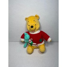Vintage Disney Winnie the Pooh Christmas Plush Red Sweater Applause 10 Inch
