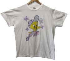 Vtg 1996 Warner Bros White Tweety Bird T Shirt Women M Single Stitch Sleeve EUC