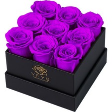 9 Pcs Mothers Day Gift Purple Preserved Fresh Roses Forever Flower For Delivery