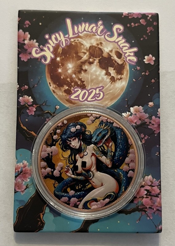 Spicy Lunar Snake 2025 Colorized 33g Copper Round in Card