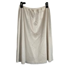 Vanity Fair Nylon Slip Skirt Ivory Lace Trim Midi Elastic Waist Women's