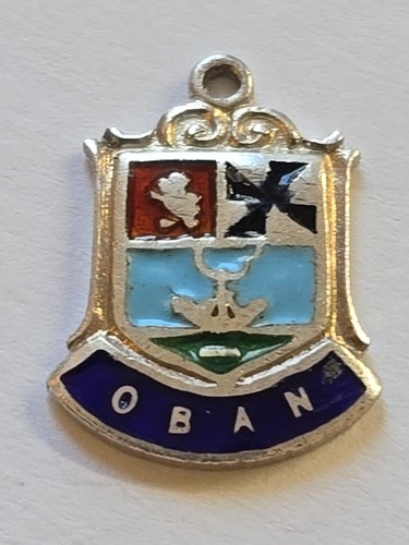 Sterling Silver ~ OBAN Charm ~ Silver Travel Shield Enamel ~ VINTAGE