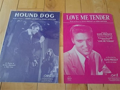 TWO ELVIS PRESLEY PIANO SHEET MUSIC HOUND DOG (NICE COPY) AND LOVE ME TENDER