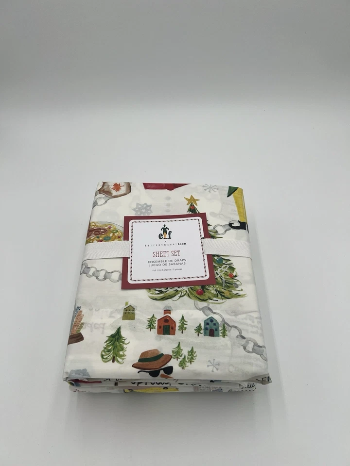 Juego de sábanas Pottery Barn Teen Elf™ - Tamaño completo - Ropa de cama navideña NUEVO Foto 2 de 4