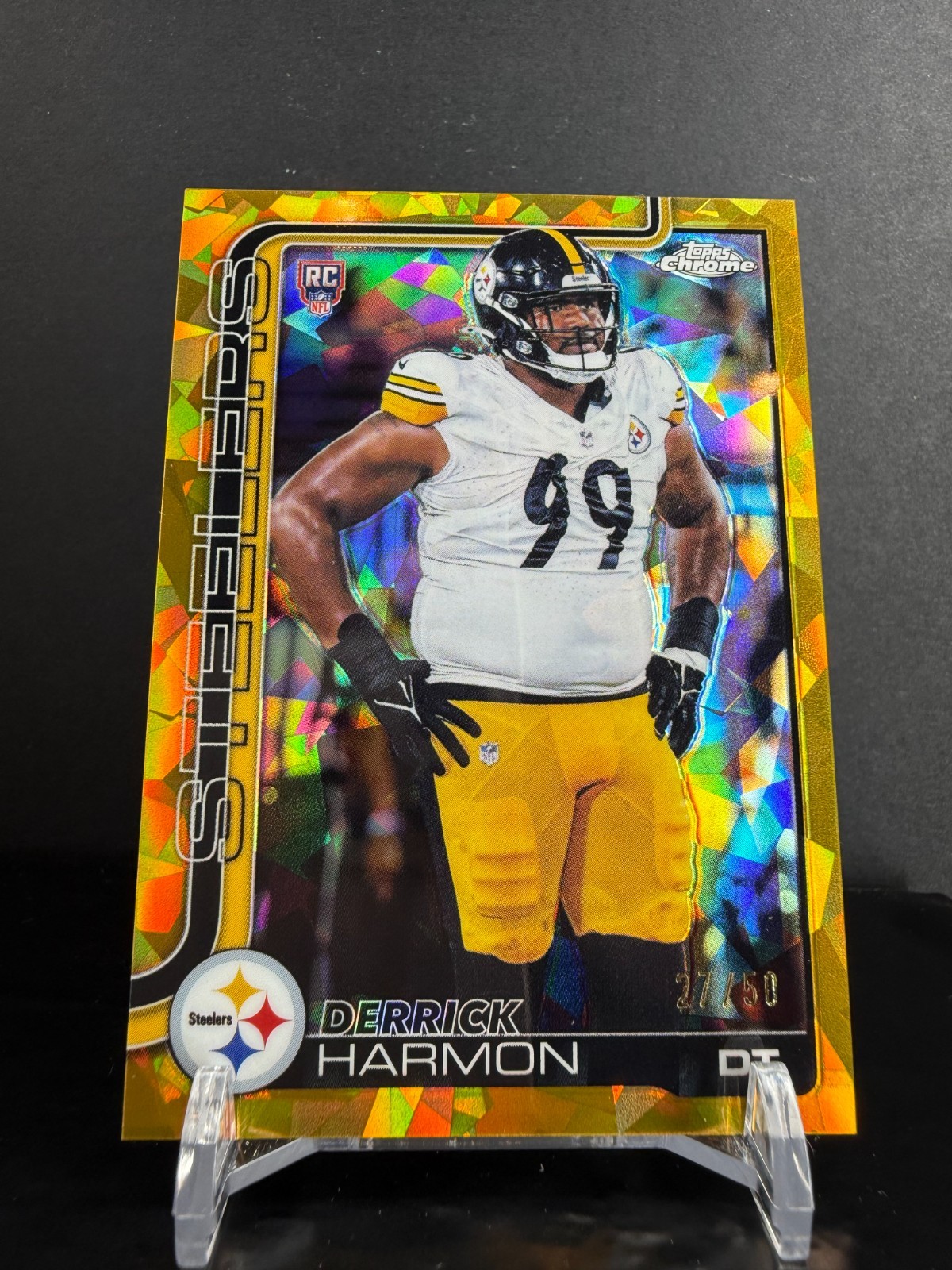 CZ3-079 - 2025 Topps Chrome Derrick Harmon #361 - Gold Cracked Ice Refractor /50