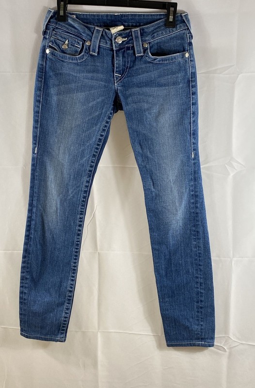 True Religion Women's Blue Jeans Low Rise Flap Pocket Made in USA Sz 27