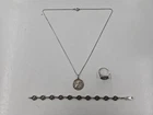 Vintage 925 Sterling Silver Ladies Angel Jewelry. Necklace, Bracelet And Ring