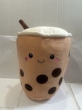 PLUSH KAWAII BOBA BUBBLE TEA WITH STRAW 12  TALL 10  