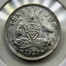 1927 Australian Threepence Coin - Uncirculated Lustre - Silver George V