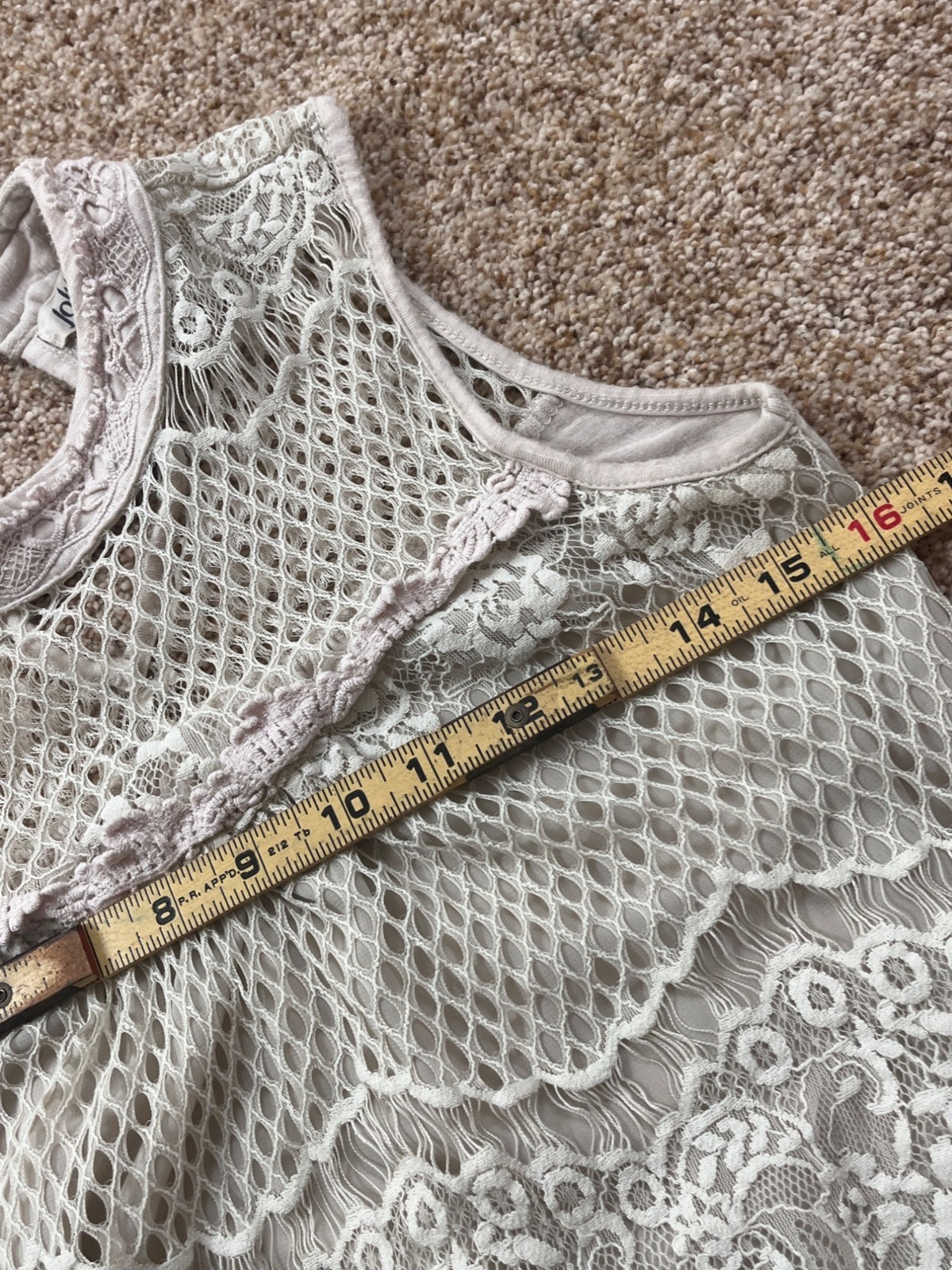 Jolt Crochet Blouse Womens Small Ivory Mock Neck Sleeveless Boho Cottage Fairy