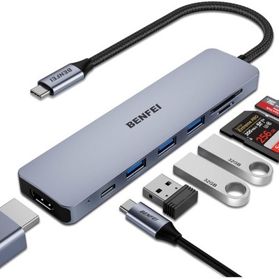 USB C HUB 7in1,USB-C HUB Multiport Adapter mit HDMI4K@60Hz /100W Power Delive...