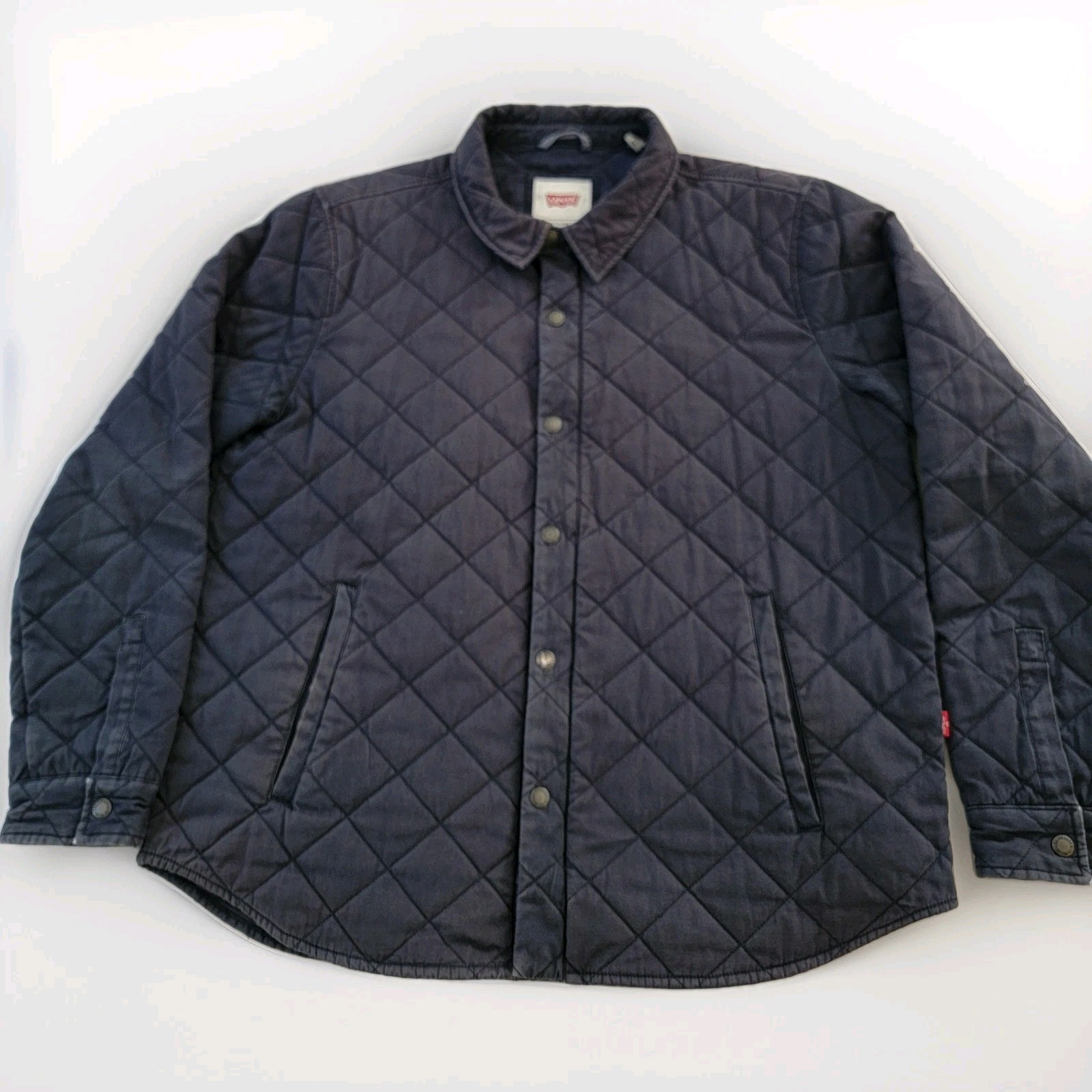 VTG Levi's Jacket Mens XL Blue Diamond Quilted Trucker Work Chore Full Zip