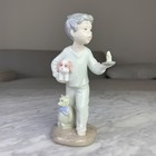 New ListingLladro Nao Hand Made In Spain Night - Little Boy Holding Dog And Candle Mint