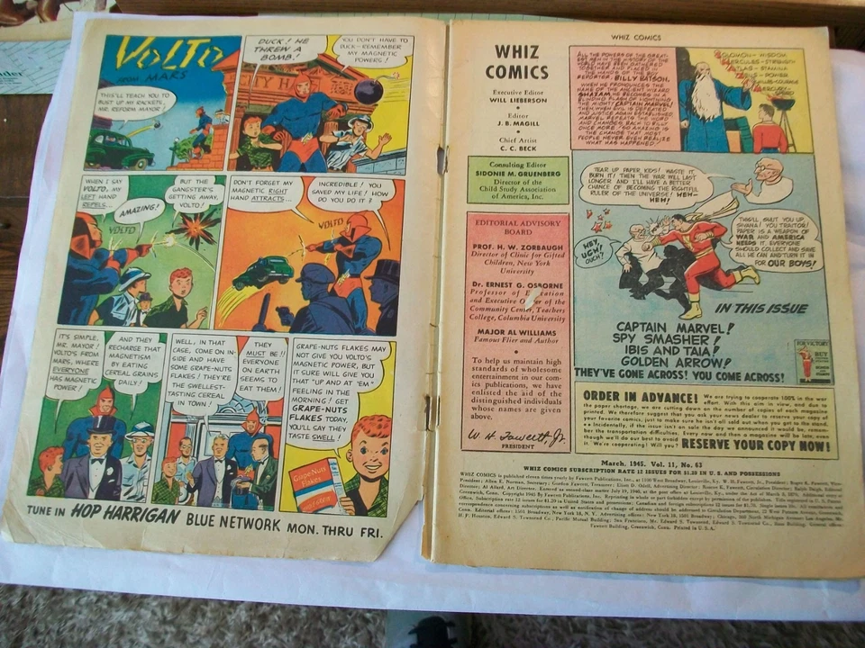 WHIZ COMICS -Fawcett #63 Março 1945-Capitã Marvel e o Grande Truque de Corda Indiana - Imagem 2 de 4