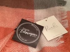 Riah Fashion  Large Scarf/ Shaw 54”square NWT Gray, Orange, Beige