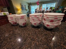 24 coupelles à riz et tasses à thé en porcelaine chinoise logo bonheur
