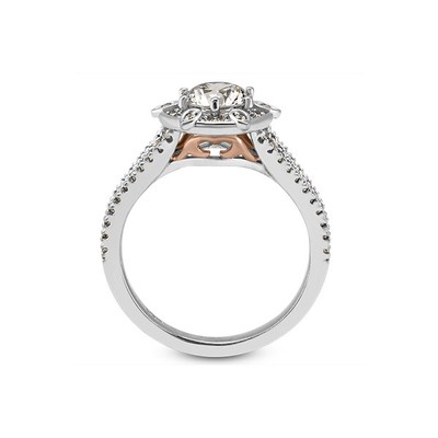 0.92ct F-SI1 Round Natural Certified Diamonds 14k T/T Gold Halo Side-Stone Ring