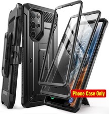 For Galaxy S22 Ultra Case with Built-in Screen Protector, Black Color, Shockproo