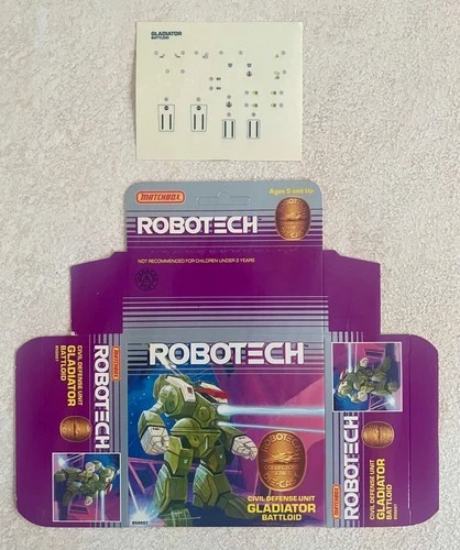 Matchbox Robotech Gladiator - UNUSED 1985 TOY FAIR PACKAGE & LABEL PROOF - MINT!