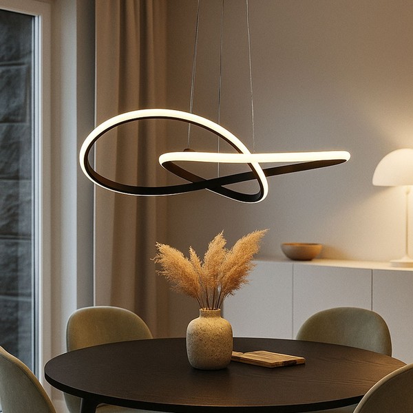 HäNgeleuchte Pendellampe Designleuchte Led Wohnzimmerlampe Schwarz Geschwungen-image