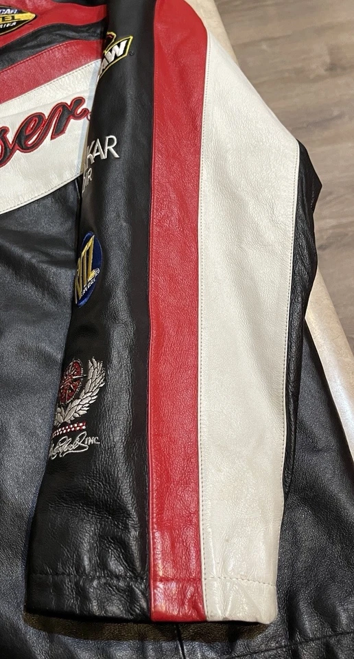 Chaqueta de cuero Wilsons Dale Earnhardt Jr. #8 Racing NASCAR para hombre talla mediana Foto 2 de 4