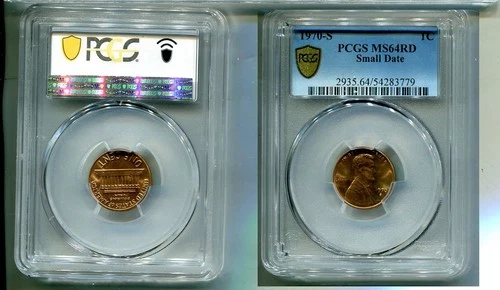 1970 S LINCOLN HEAD PENNY SMALL DATE PCGS MS64 RED 8075T